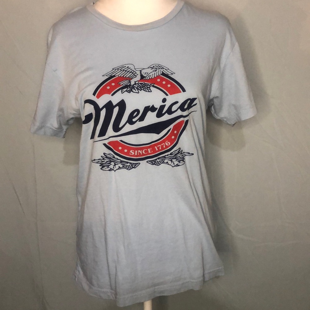 LAcolor 100% Cotton Women’s Short Sleeve America Tee Shirt Size Small